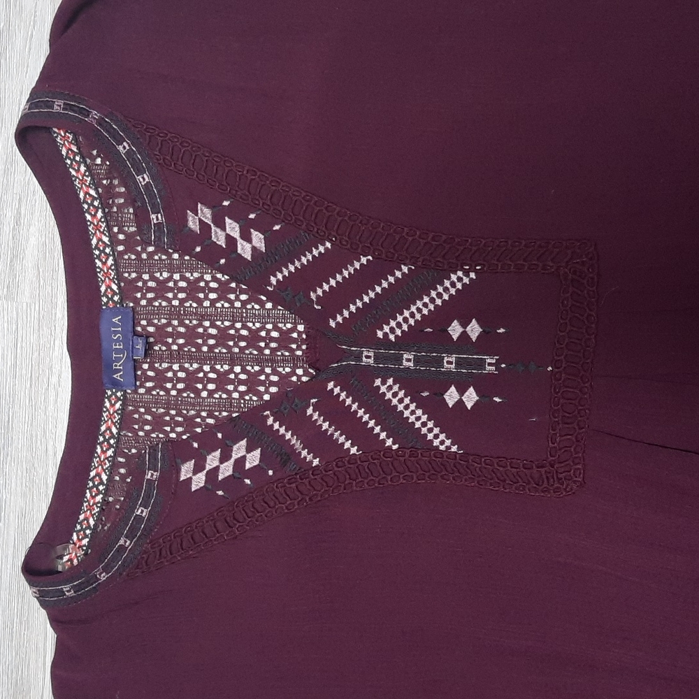 Artesia 3/4 sleeve Wine Goblet Boho Dress size large - Picture 3 of 9